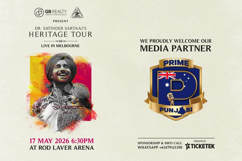 Satinder Sartaj ji’s Melbourne show Hani as media partner.